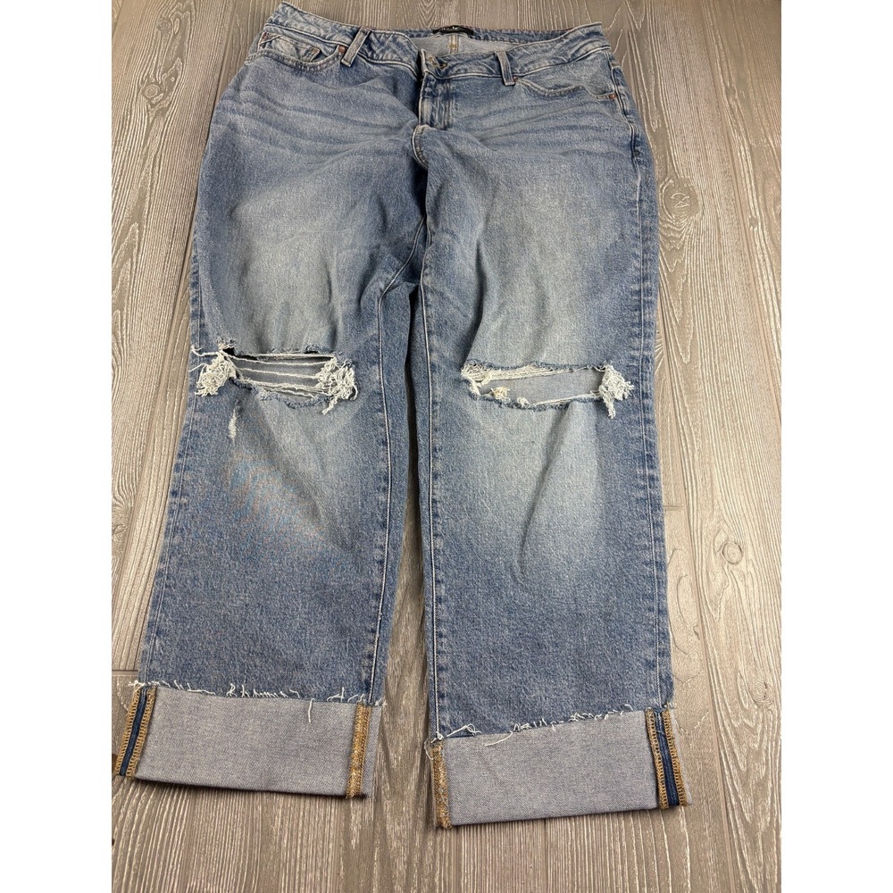 Edgely Jeans Womens Plus 18W Blue Light Wash Mid Rise Cuff Inseam 29